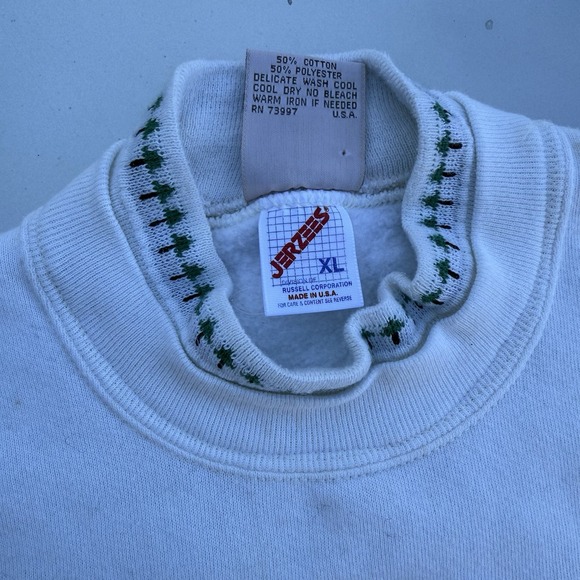 90s Valorie's Folk Art Applique Christmas White Festive Grandma Sweatshirt XL - Picture 6 of 9